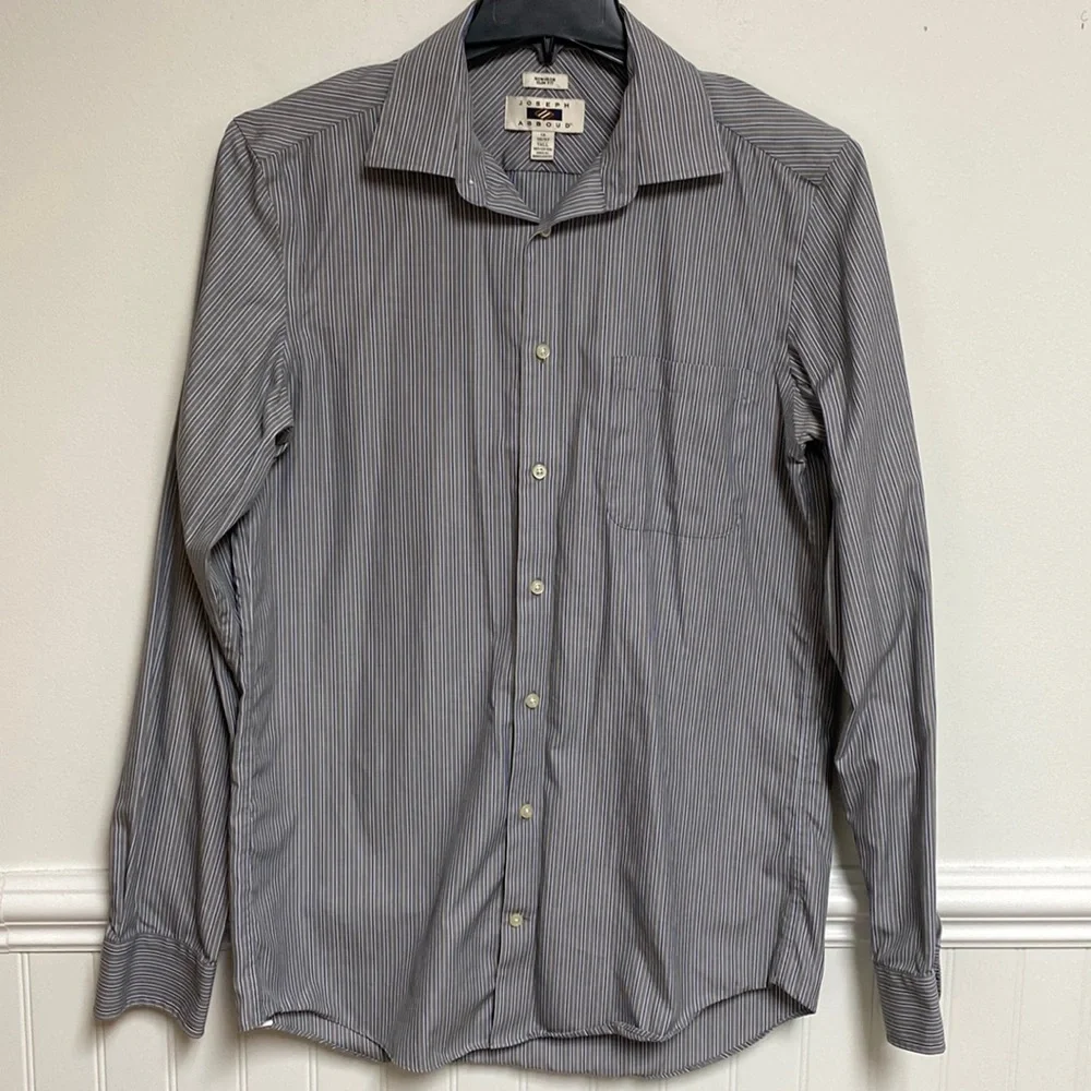 Joesph Abboud Mens Grey/Blue Stripe Slim fit Size 16- 36/37 Shirt - Picture 1 of 6